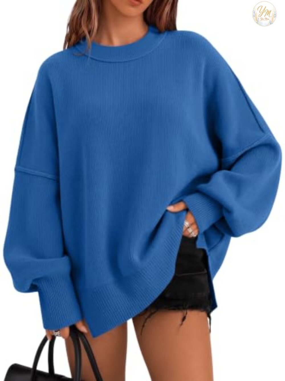 Oversized Crewneck Pullover Sweater Tunic Long Sleeve Cozy Fall Winter